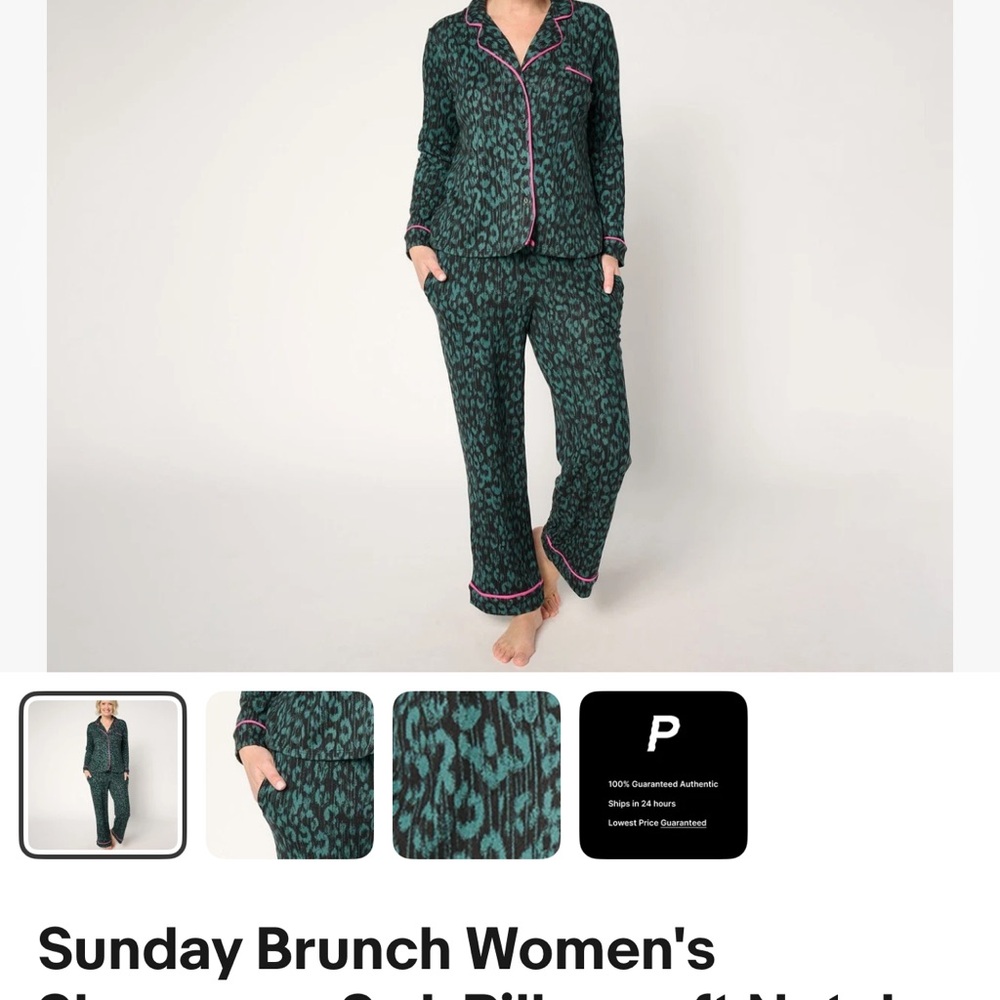 Women's Black and Pink Leopard Print Pajama Set